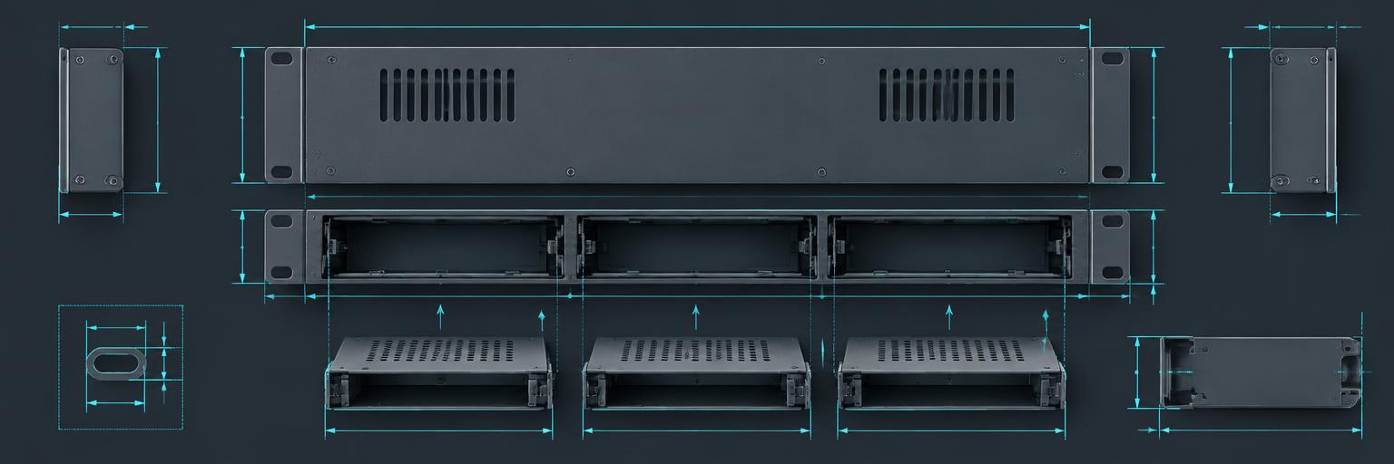PortGuard 10-inch 1U rack frame with three module slots